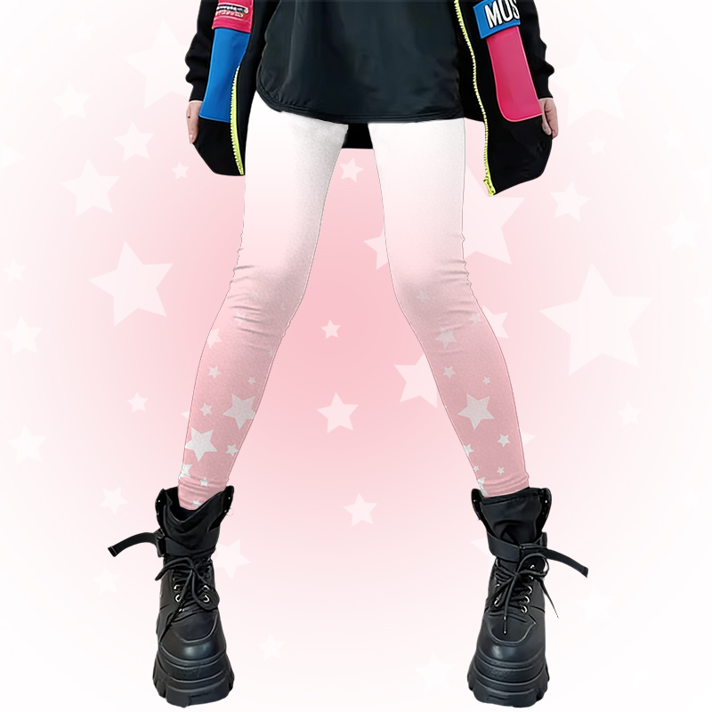 Modakawa Leggings mit Sternenmuster und Farbverlauf, Stretch-Funktion - Pink - 4XL - image 1