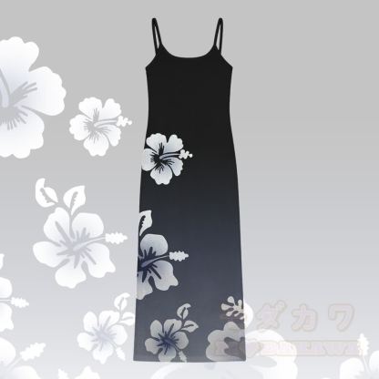 Modakawa Slipkleid mit floralem Grafikmuster und Farbverlauf - Schwarz - 5XL - image 3