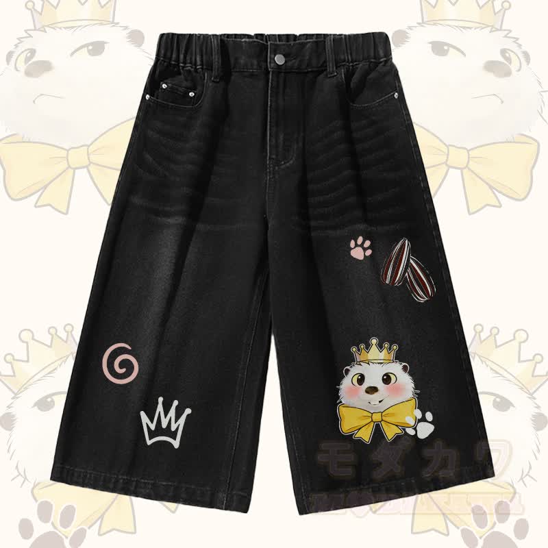 Biber-Grafik Modakawa Vintage Washed T-Shirt Jeansshorts passendes Outfit - Schwarze Shorts - 3XL - image 3