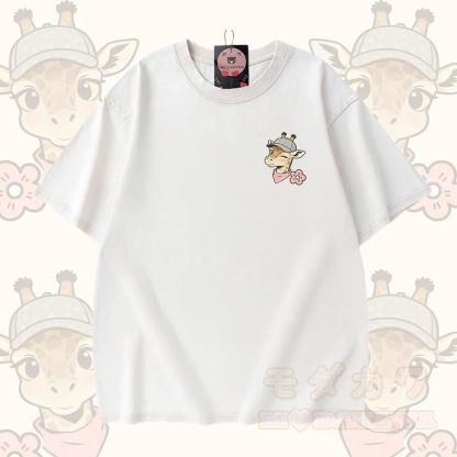 Giraffen-Modakawa Vintage-T-Shirt, Jeansshorts, passendes Outfit - Weißes T-Shirt - 3XL - image 2