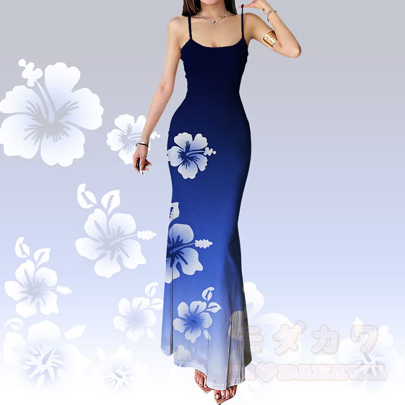 Modakawa Slipkleid mit floralem Grafikmuster und Farbverlauf - image 2