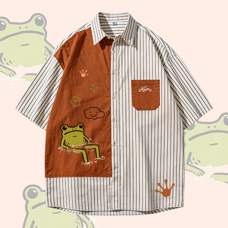 Modakawa Oversize-Shirt mit lustigem Froschmotiv, Farben - Brown - 3XL - image 2