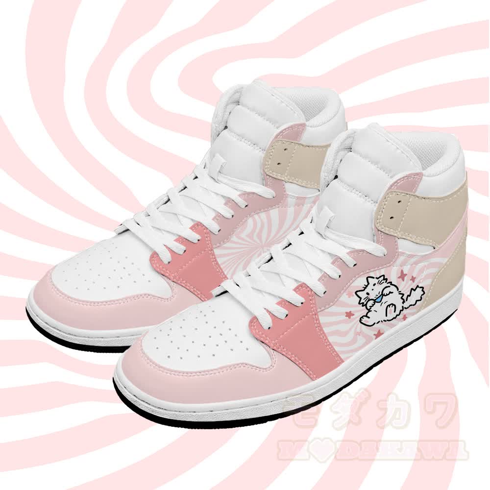 Modakawa High Top Canvas Schuhe mit niedlichem Katzenmotiv und Farben -Design - Rosa - 48 - image 1