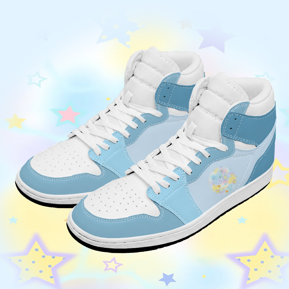 OCEAN Graphic Modakawa Farben Block High Top Canvas Schuhe - Blue - 48 - image 1