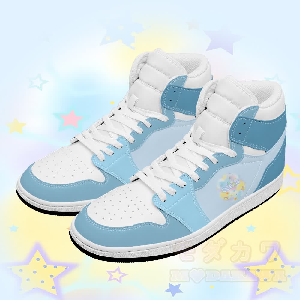 OCEAN Graphic Modakawa Farben Block High Top Canvas Schuhe - Blau - 48 - image 1