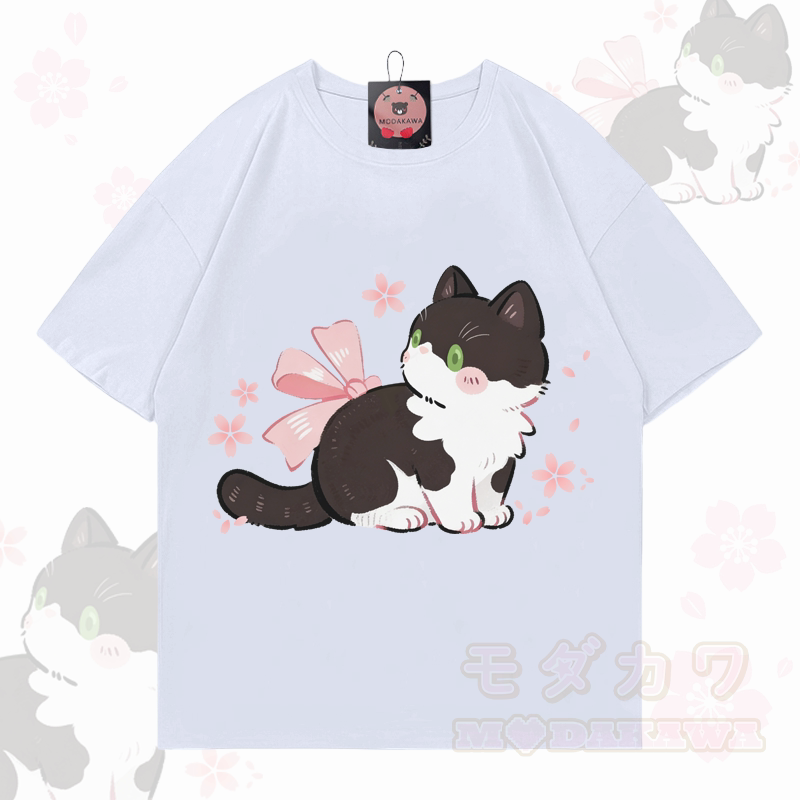 Modakawa T-Shirt mit Katzenmotiv aus 100 % Baumwolle - Weiß - 5XL - image 2