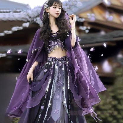 Vintage-Stickerei-Set: Oberteil, Rock, Schnürcape, Armstulpen, vierteiliges Set - image 1