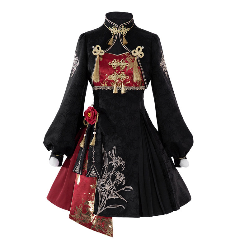 Vintage-Kleid mit Quasten, Blumenmuster und passendem Rock - Top+Dress+Skirt - L - image 2