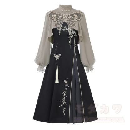 Vintage-Top mit Schnalle, besticktes Unterkleid mit Blumenmuster, passendes Outfit - Satz - L - image 1