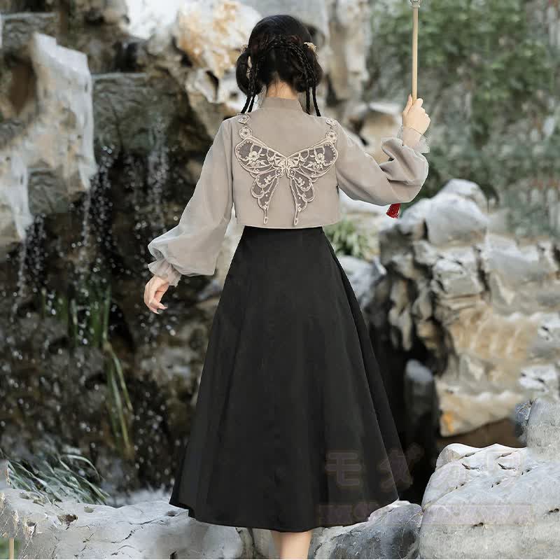 Vintage-Top mit Schnalle, besticktes Unterkleid mit Blumenmuster, passendes Outfit - image 7