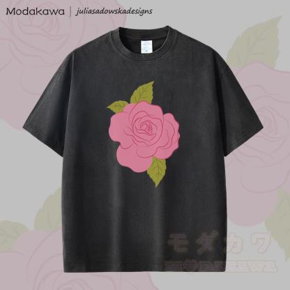 MODAKAWA X juliasadowskadesigns Rose Graphic Unisex Dopamine Vintage Washed T-Shirt - Schwarz - 2XL - image 3