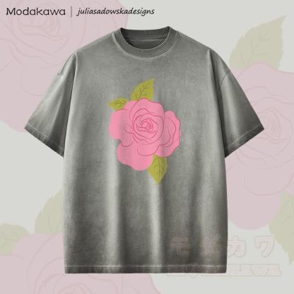 MODAKAWA X juliasadowskadesigns Rose Graphic Unisex Dopamine Vintage Washed T-Shirt - Grau - 2XL - image 2