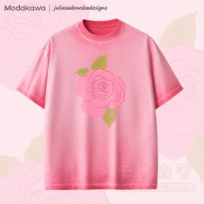 MODAKAWA X juliasadowskadesigns Rose Graphic Unisex Dopamine Vintage Washed T-Shirt - Rosa - 2XL - image 1