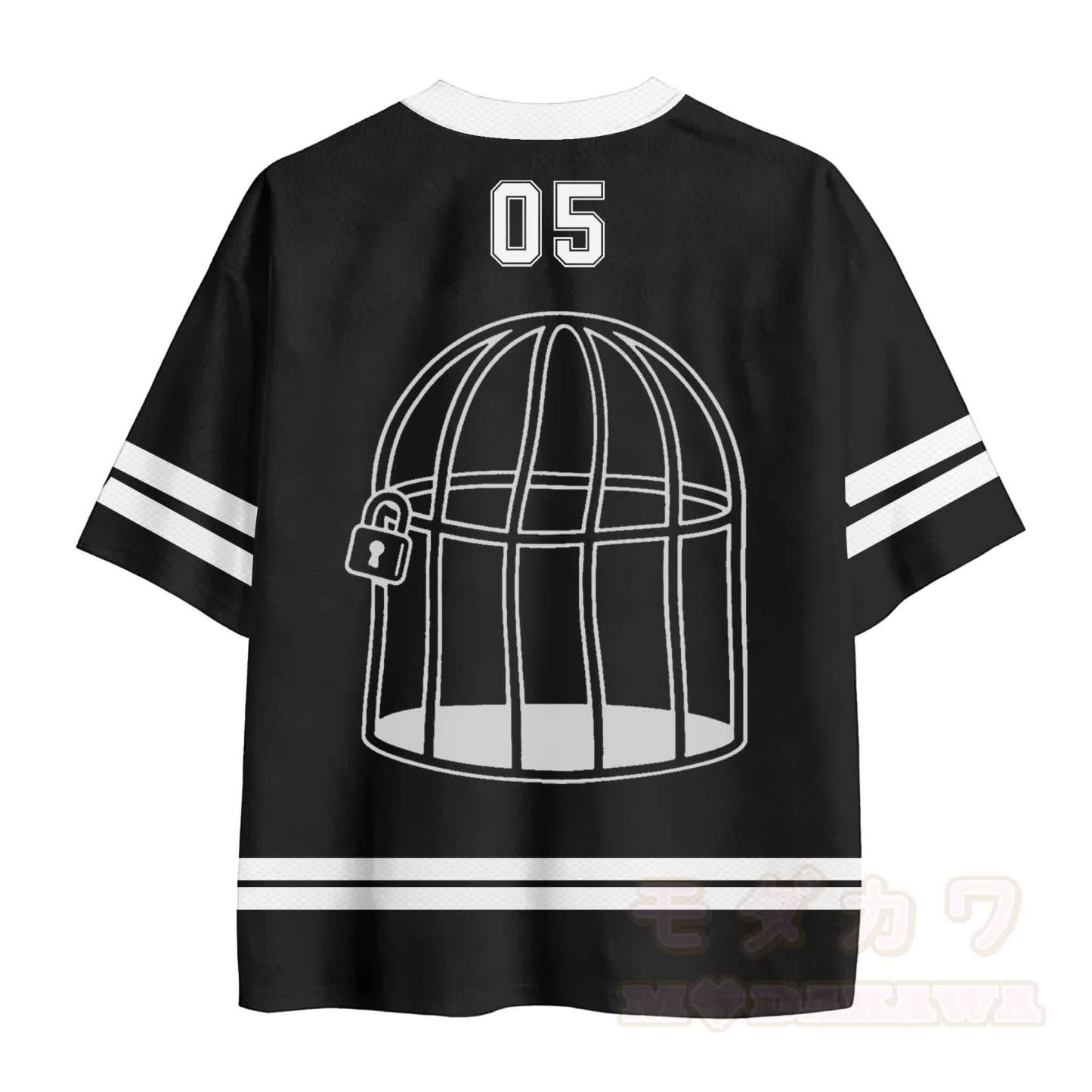 OUT OF LUCK Vogelkäfig Nummer Grafik Modakawa Vintage Mesh Jersey Jersey T-Shirt - image 2