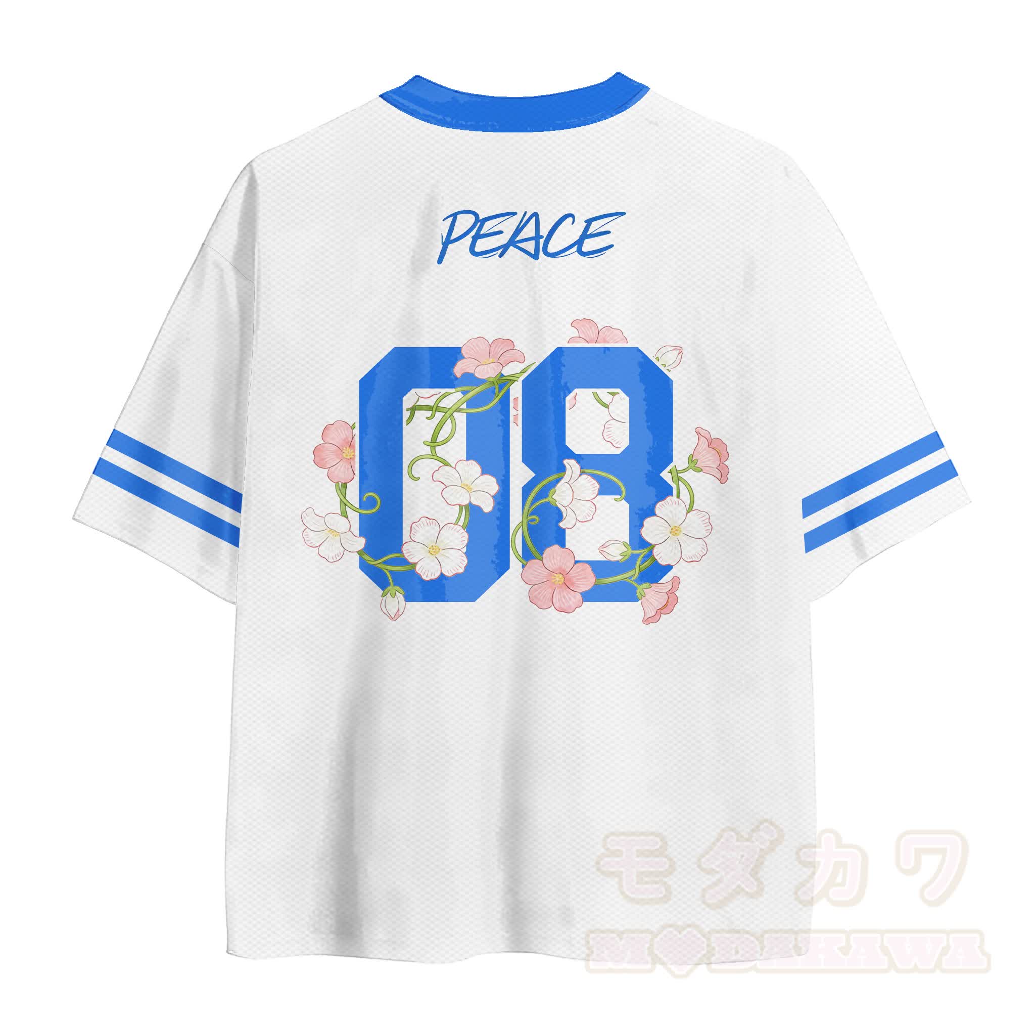 LET PEACE BLOOM Vogelkäfig-Nummer Grafik Modakawa Vintage Mesh Jersey Jersey T-Shirt - image 2