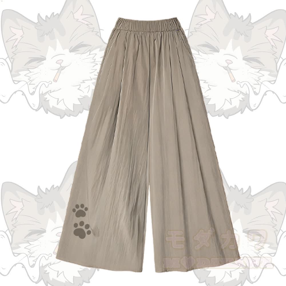 Smoking Cat Grafik-T-Shirt mit U-Ausschnitt und dazu passende Hose mit weitem Bein - Khakihosen - XL - image 5