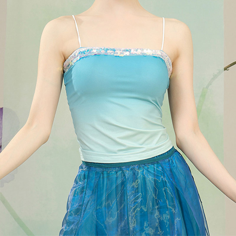 Paillettenbesetztes Camisole-Top mit Schnürung, dazu passender Hosenrock mit Farbverlauf - Cami Top (Single) - One Size - image 3