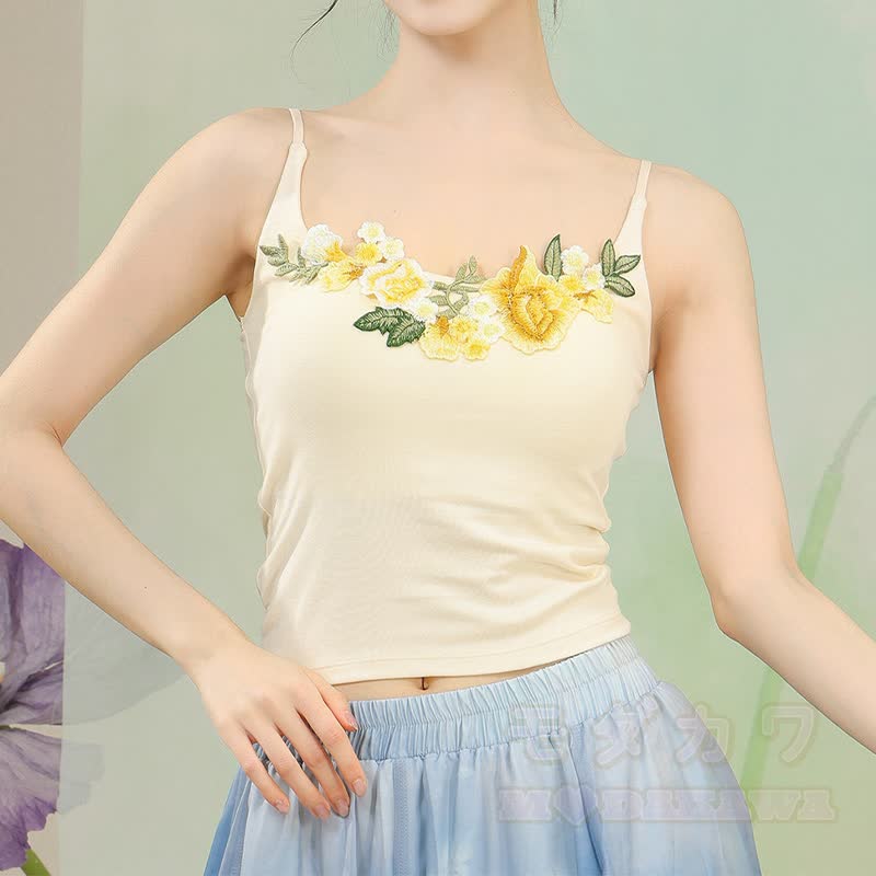 Transparentes, geschnürtes Strandkleid mit Blumenstickerei, passendes Camisole-Top und Rock mit Farbverlauf - Cami Top - One Size - image 3
