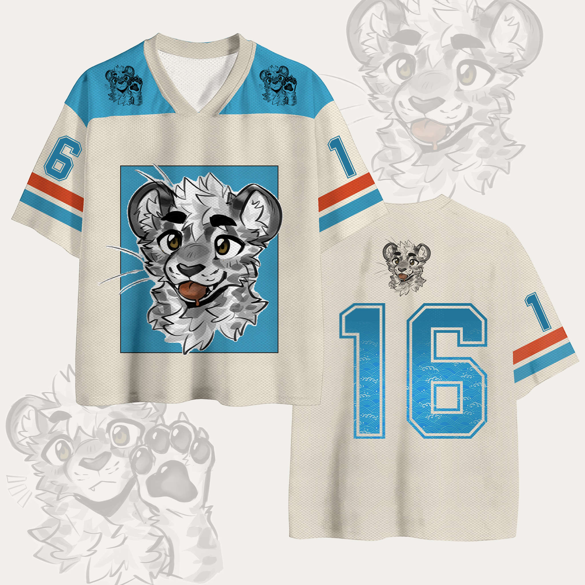  MODAKAWA X atka Tiger Number Graphic Vintage Mesh Jersey T-Shirt - Blue - 4XL - image 1