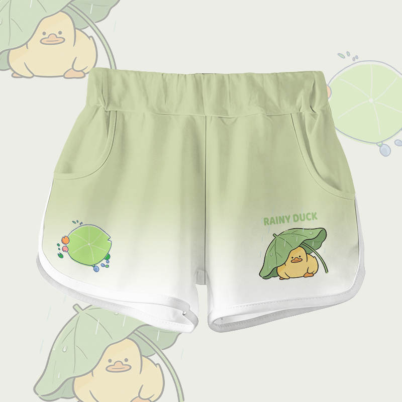 RAINY DUCK Grafik-T-Shirt aus 100 % Baumwolle, dazu passende Shorts von Modakawa - Light Green Shorts - 5XL - image 4