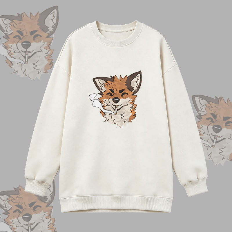 MODAKAWA X atka Smoking Fox Graphic Oversized Crewneck Sweatshirt - White - 3XL - image 2