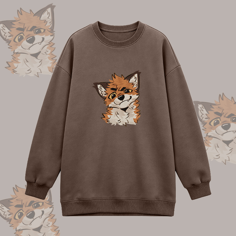 MODAKAWA X atka Fox Graphic Oversized Crewneck Sweatshirt - Brown - 3XL - image 1
