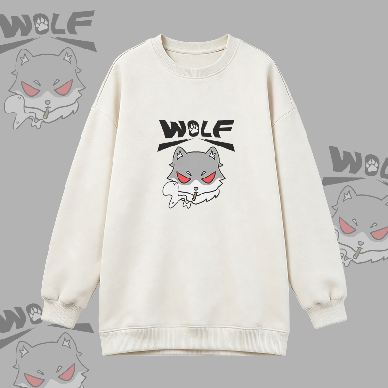 Modakawa Oversized Crewneck Sweatshirt mit Raucherwolf-Grafik - White - 3XL - image 2