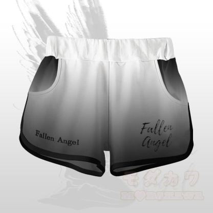 FALLEN ANGEL Grafik-Farbverlauf T-Shirt Shorts Modakawa passendes Outfit - Schwarze und weiße Shorts - 5XL - image 8
