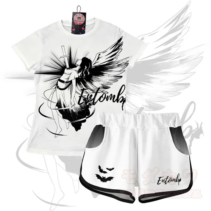 ENTOMB Grafik-Gradienten-T-Shirt Shorts Modakawa passendes Outfit - Satz B - 5XL - image 2