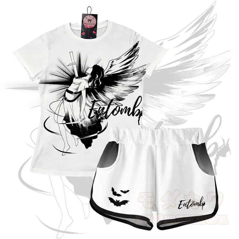 ENTOMB Grafik-Gradienten-T-Shirt Shorts Modakawa passendes Outfit - Satz B - 5XL - image 2