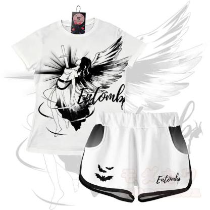 ENTOMB Grafik-Gradienten-T-Shirt Shorts Modakawa passendes Outfit - Satz B - 5XL - image 2