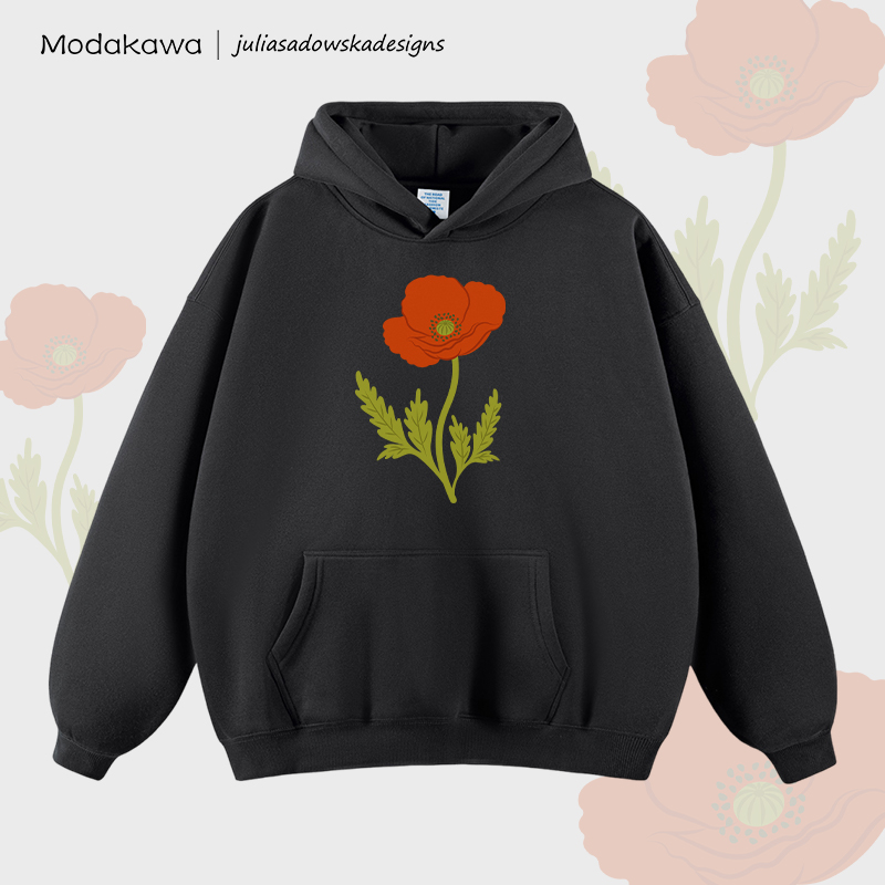 MODAKAWA X juliasadowskadesigns Fleecegefütterter Hoodie mit Blumenmuster - Black - 2XL - image 1