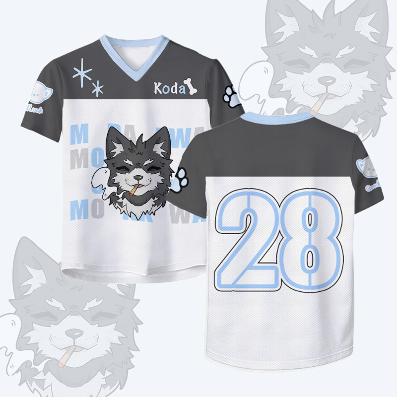 KODA Smoking Puppy Nummer Grafik Modakawa Vintage Mesh Jersey T-Shirt - White - 4XL - image 1