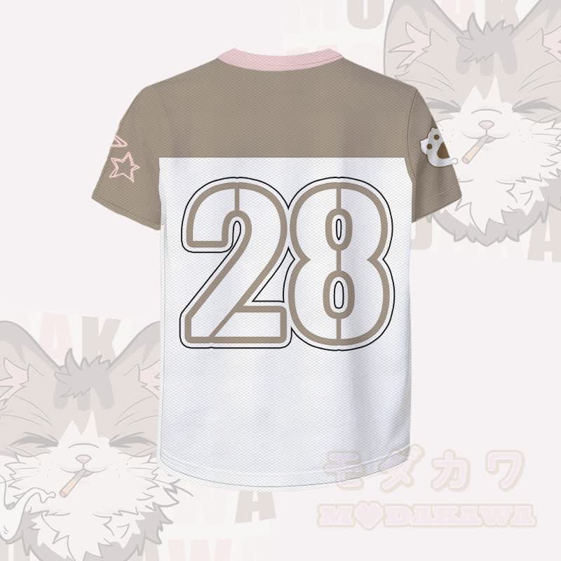 Smoking Cat Number Graphic Modakawa Vintage Mesh Jersey T-Shirt - image 4