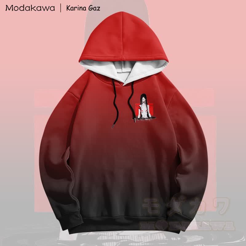 MODAKAWA X Karina Gaz Anime Graphic Gradient Pullover Hoodie - image 2