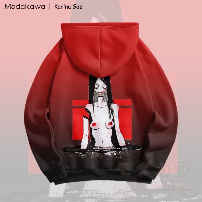 MODAKAWA X Karina Gaz Anime Graphic Gradient Pullover Hoodie - image 1