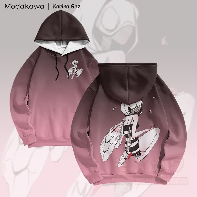 MODAKAWA X Karina Gaz Bee Lady Graphic Gradient Pullover Hoodie - Schwarz - 6XL - image 2