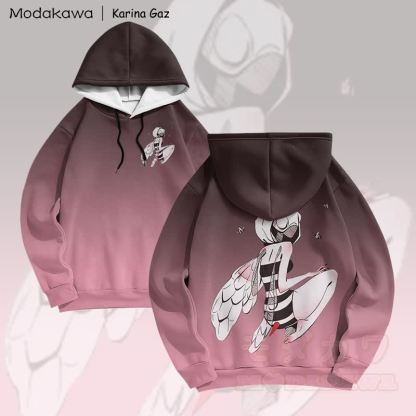 MODAKAWA X Karina Gaz Bee Lady Graphic Gradient Pullover Hoodie - Schwarz - 6XL - image 2