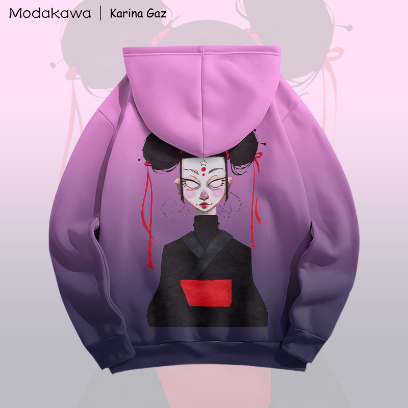MODAKAWA X Karina Gaz Anime Lady Graphic Gradient Pullover Hoodie - image 1