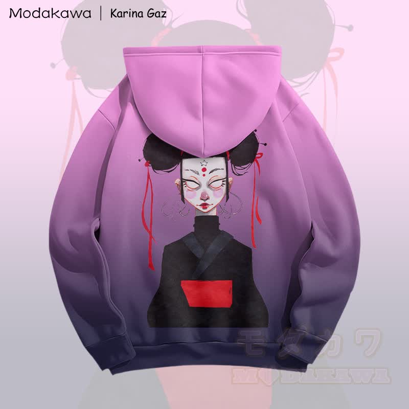 MODAKAWA X Karina Gaz Anime Lady Graphic Gradient Pullover Hoodie - image 1