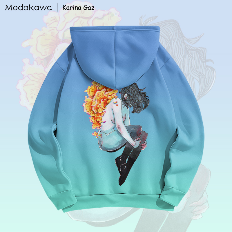 MODAKAWA X Karina Gaz Anime Girl Graphic Gradient Pullover Hoodie - image 1