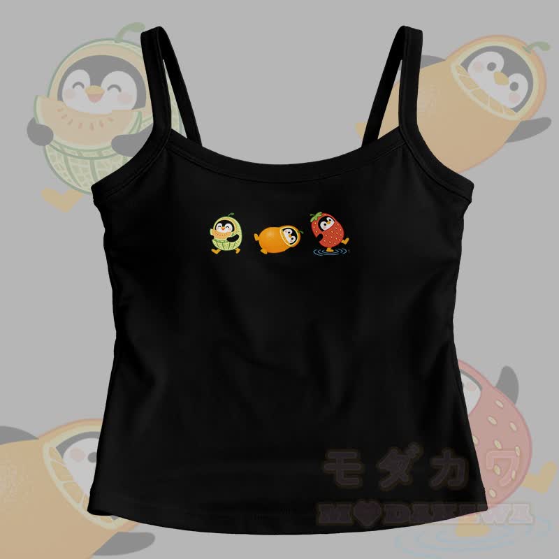 Modakawa Cami Top mit Fruchtpinguin-Grafik - Schwarz - One Size - image 1