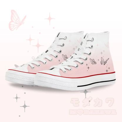 Modakawa High Top Canvas-Schuhe mit Schmetterlingsmotiv und Farbverlauf - Weiß B - 45 - image 2