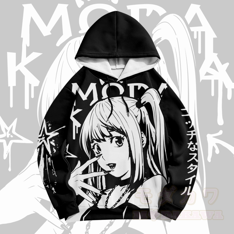 Modakawa Pullover Hoodie mit Anime-Mädchen-Grafik - image 2