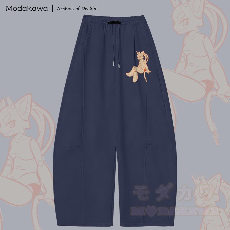 MODAKAWA X Archive of Orchid Devil Girl Graphic Wide Leg Pants - Purpurblau - 5XL - image 1