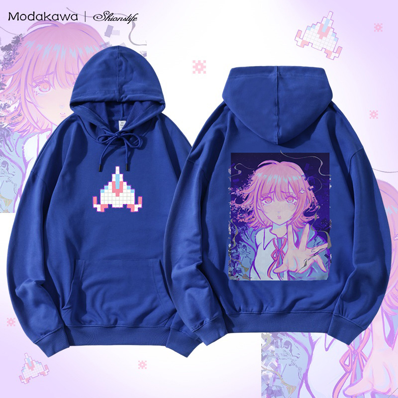 MODAKAWA X Shionslife Chiaki Nanami Grafik-Baumwollmischung Streetwear Pullover Hoodie - Blue - 5XL - image 2
