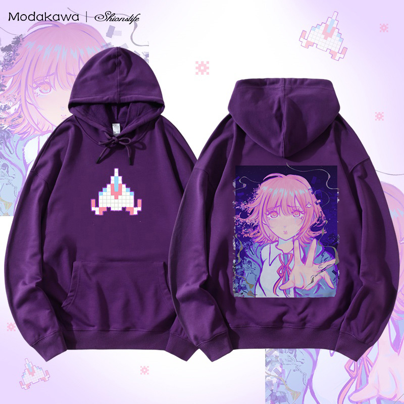 MODAKAWA X Shionslife Chiaki Nanami Grafik-Baumwollmischung Streetwear Pullover Hoodie - Dark Purple - 5XL - image 1