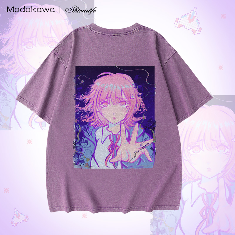 MODAKAWA X Shionslife Game Over Vintage Washed 100% Cotton T-Shirt - Purple - 5XL - image 2
