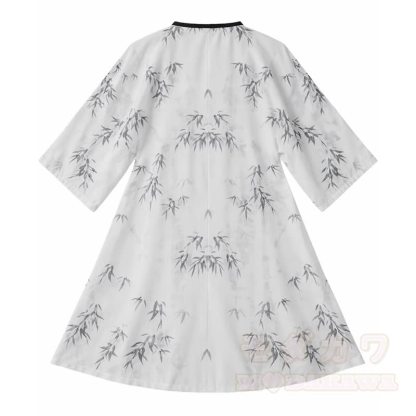 Vintage-Tintenmuster-Top, transparenter Morgenmantel, Faltenrock, passendes Outfit - Weißer Morgenmantel - XL - image 2