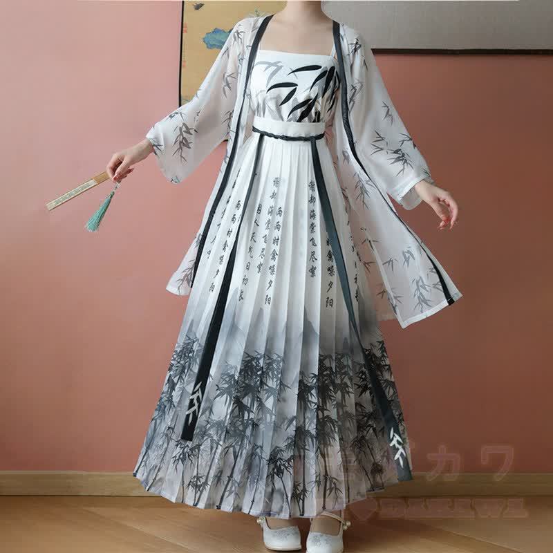 Vintage-Tintenmuster-Top, transparenter Morgenmantel, Faltenrock, passendes Outfit - image 1